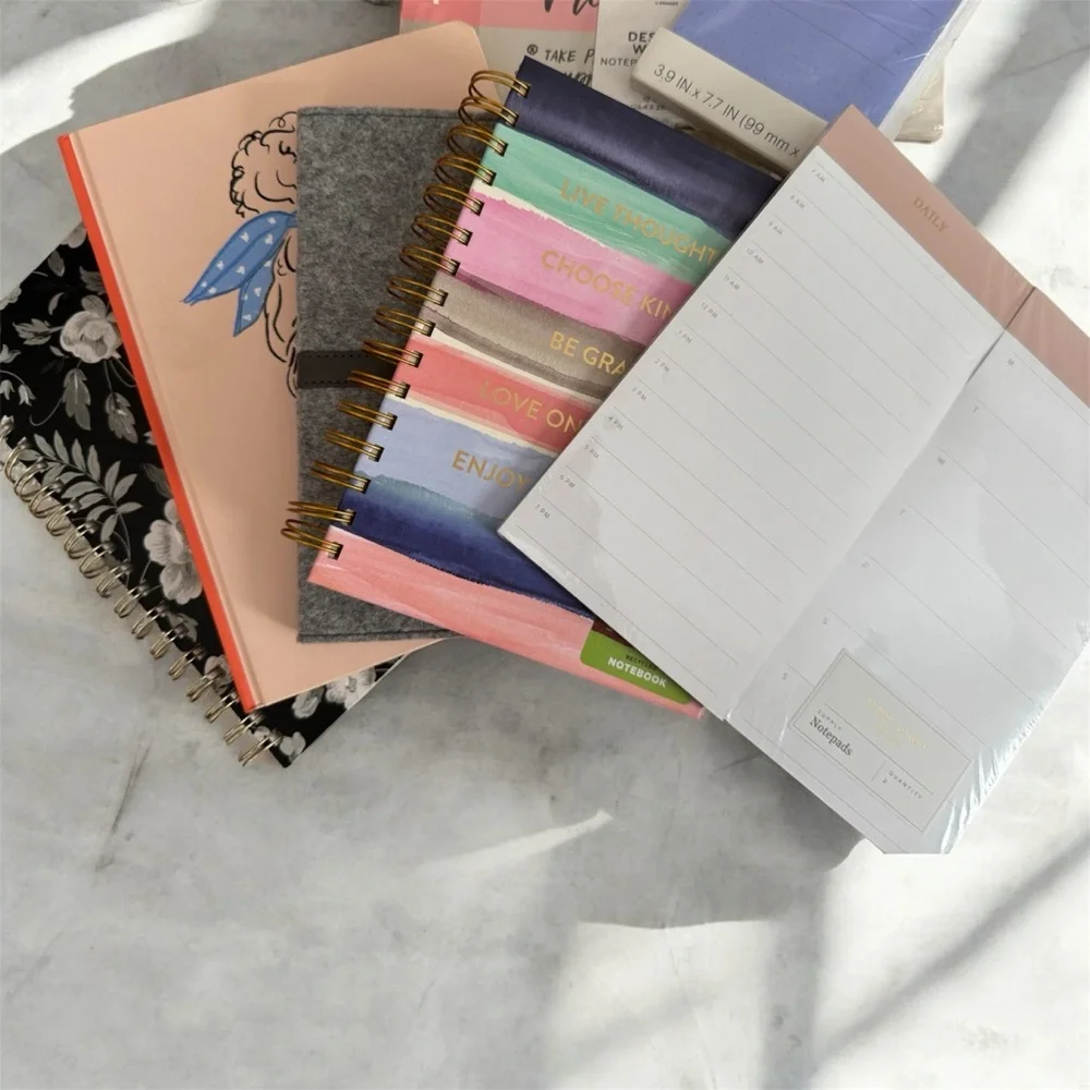 Assorted Pastel Spiral Notebook Set - Pink, Gray, Blue